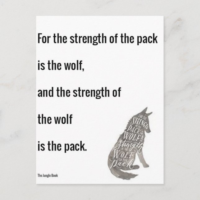 Jungle Book Strength of the Wolf Quote Print Postcard (Front)