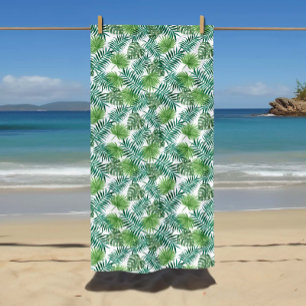 Jungle Botanic Exotic Palm Leaves Pattern Beach Towel