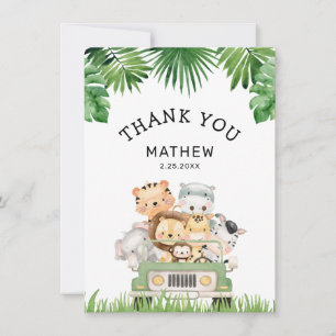 Jungle Boy Baby Shower Flat Thank You Card