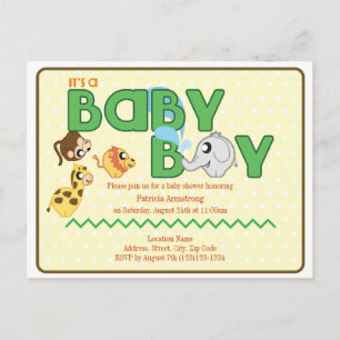 Jungle Boy Baby Shower Postcard Invite