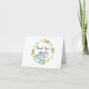 Jungle Boy Elephant Baby Shower Thank You Note