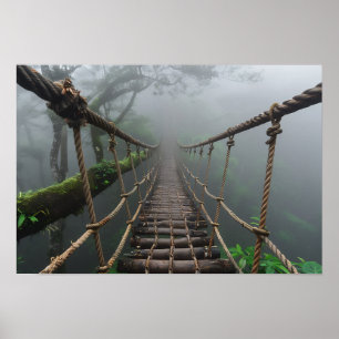 Jungle Bridge over a Crevasse Poster