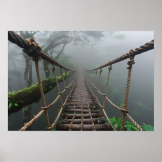 Jungle Bridge over a Crevasse Poster