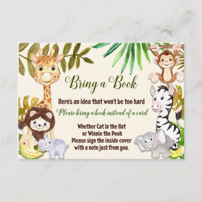 Jungle Bring a book Card, Safari Bring a Book Card (Front)