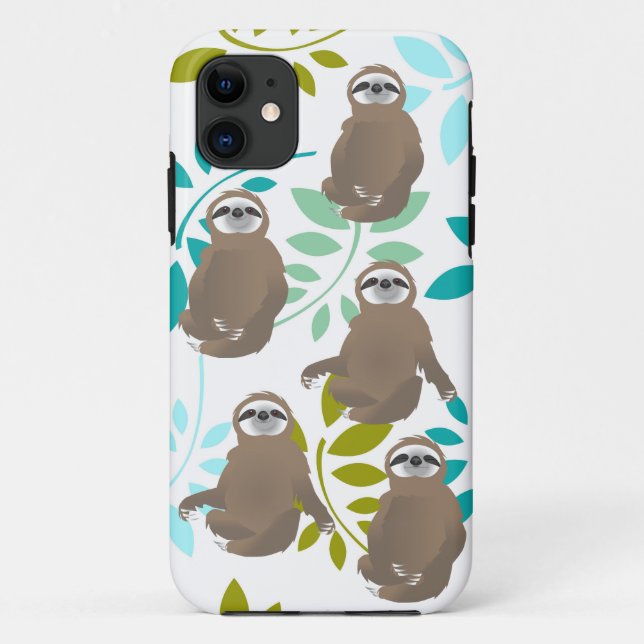 Jungle Brown Sitting Sleeping Sloths Case-Mate iPhone Case (Back)