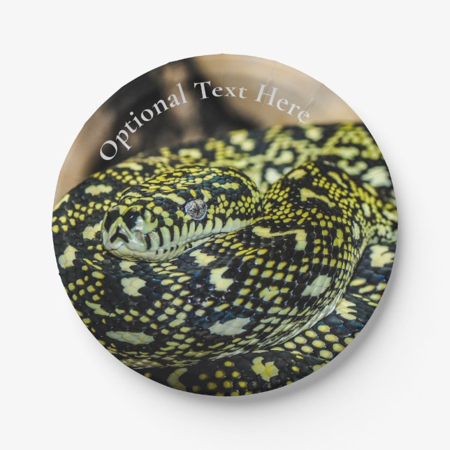 Jungle Carpet Python Snake Paper Plate (Front)
