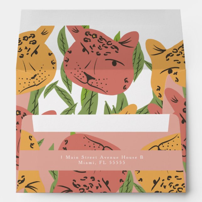 Jungle Cat Cheetah Hand Drawn Bridal Shower Envelope (Back (Bottom))