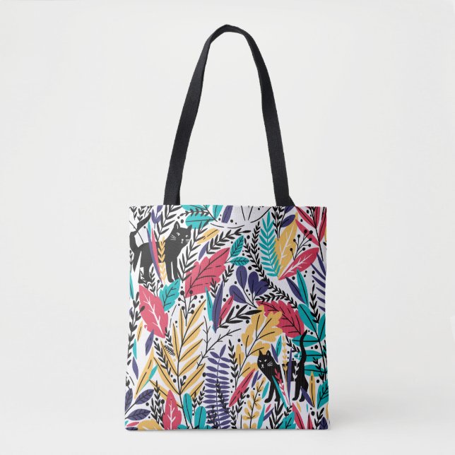 Jungle Cat Colourful Design Tote Bag (Front)
