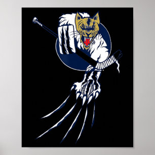 Jungle Cat Hockey Ice Beast Goalie Logo  Poster