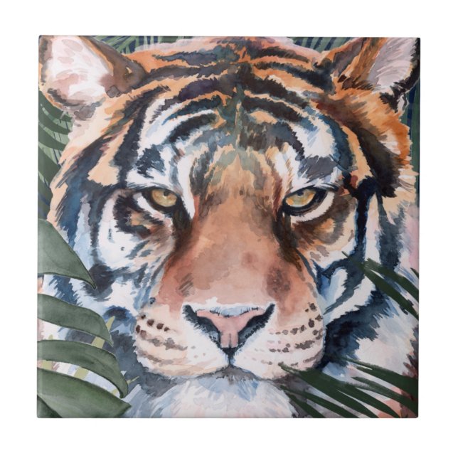 Jungle Cat - Tiger Ceramic Tile (Front)
