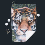Jungle Cat - Tiger Golf Towel<br><div class="desc">Jungle Cat I by Jennifer Paxton Parker. This art features a close-up of a stoic tiger in a soft art style. | 164728Z</div>