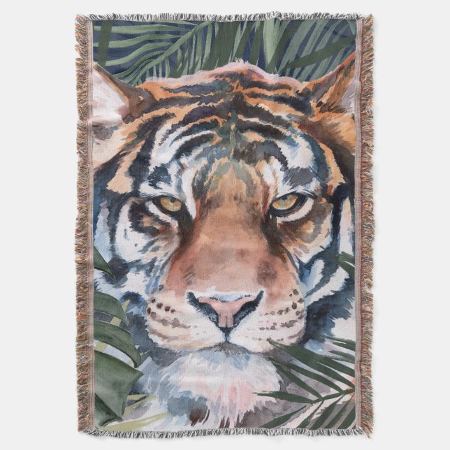 Jungle Cat - Tiger Throw Blanket (Front Vertical)