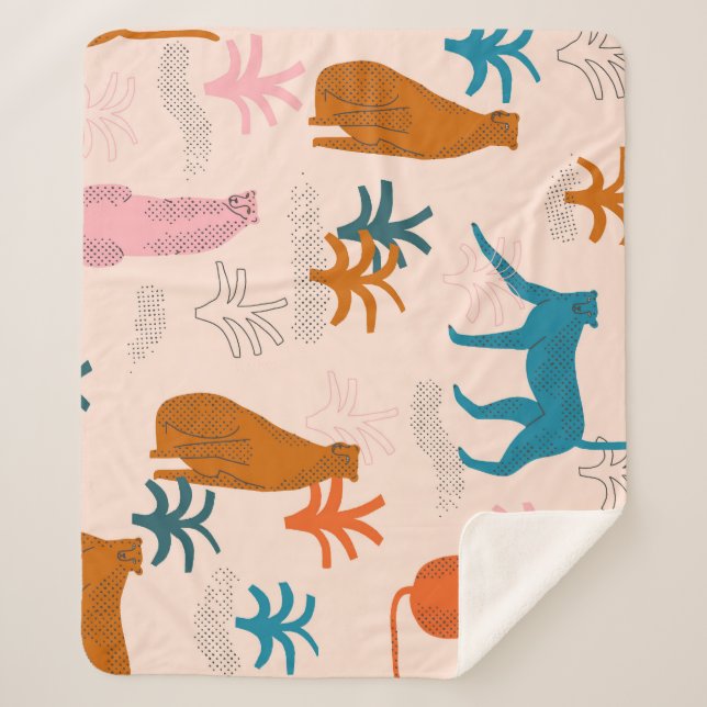 Jungle Cheetah: Funky Tropical Pattern. Sherpa Blanket (Front)