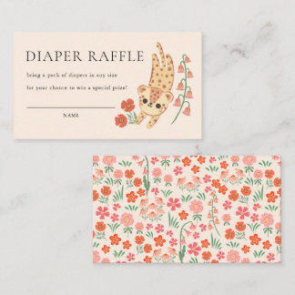 Jungle Cheetah Safari Wild Animal Diaper Raffle Enclosure Card