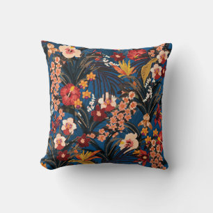 Jungle Chic: Dark Blue Exotic. Cushion