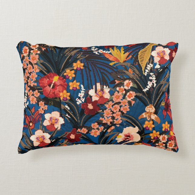 Jungle Chic: Dark Blue Exotic. Decorative Cushion (Front)