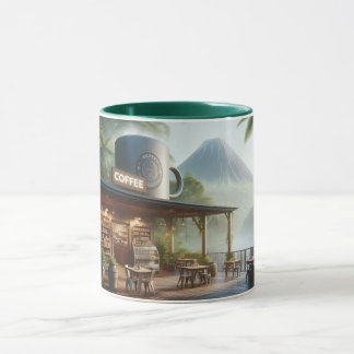 Jungle Coffee Oasis with Majestic Volcano View Mug