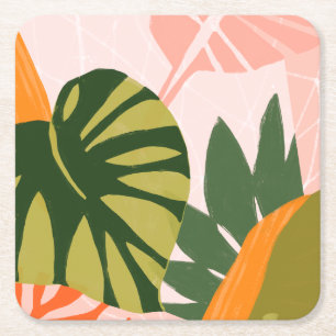 Jungle Collage I Square Paper Coaster