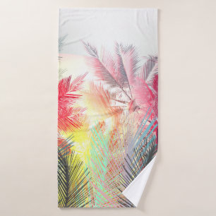 Jungle colourful palms and tropical plants. design bath towel
