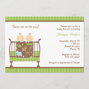 Jungle Crib Twins Invitation
