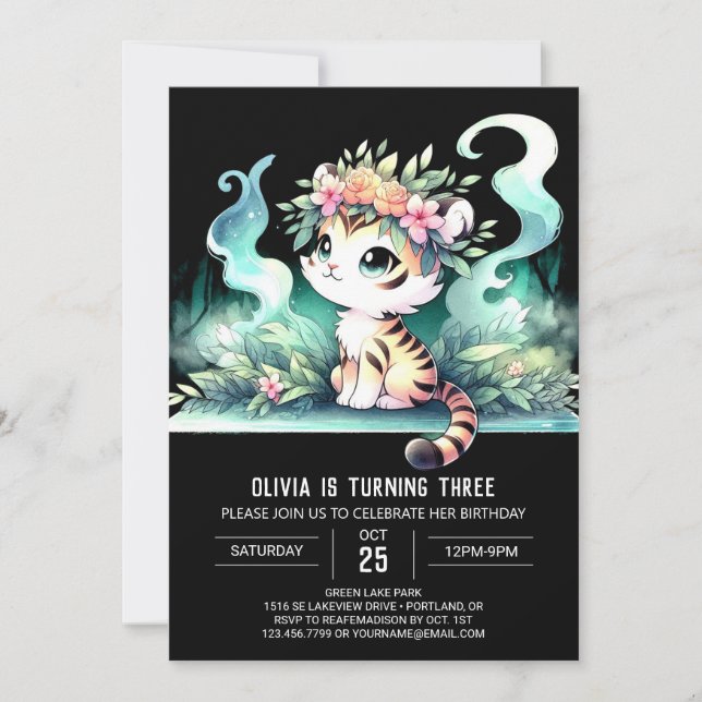 Jungle Custom Tiger Birthday Invitation (Front)