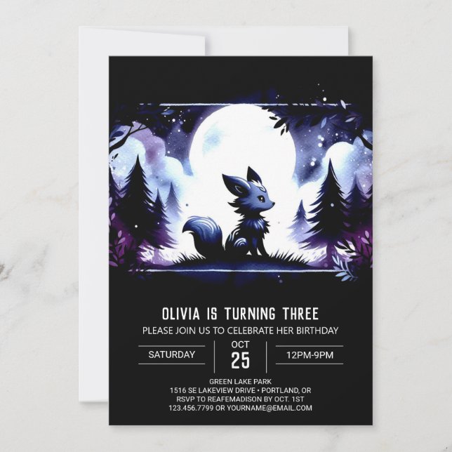 Jungle Custom Wolf Birthday Invitation (Front)