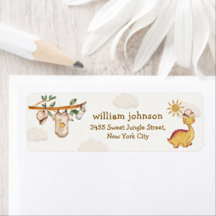 Jungle Dino Clothesline Baby Shower Return Addess Address Label