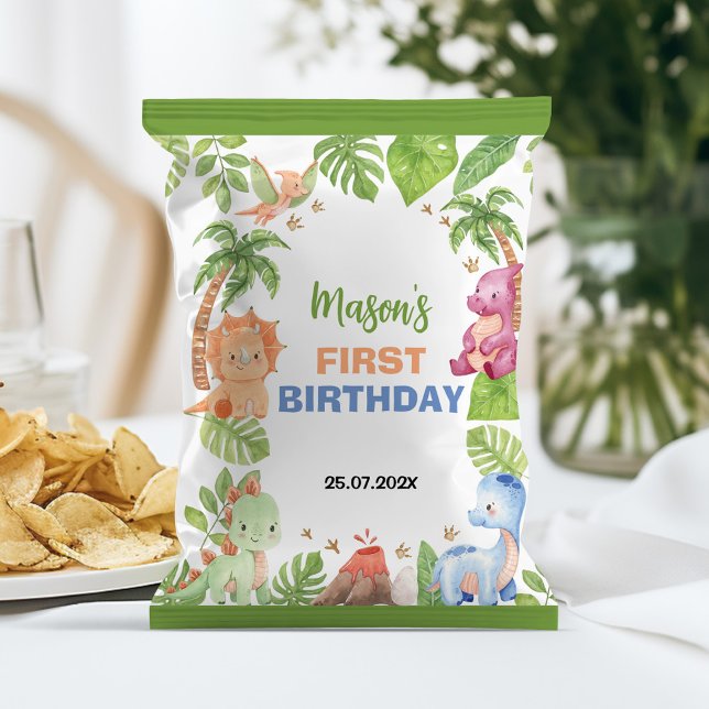 Jungle Dinosaur 1st Birthday Chip Bag Wrapper (Creator Uploaded)