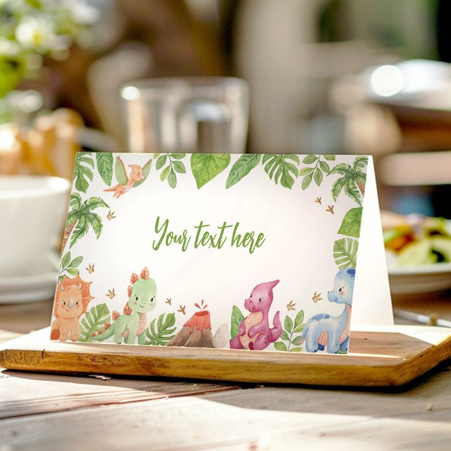 Jungle Dinosaur Birthday Food Tent Place Card (Creator Uploaded)