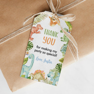 Jungle Dinosaur Birthday Thank You Tag