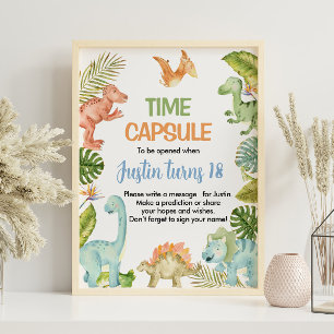 Jungle Dinosaur Birthday Time Capsule Sign