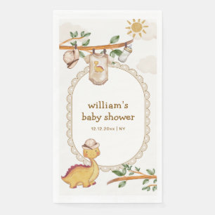 Jungle Dinosaur Clothesline Boy Baby Shower Napkin