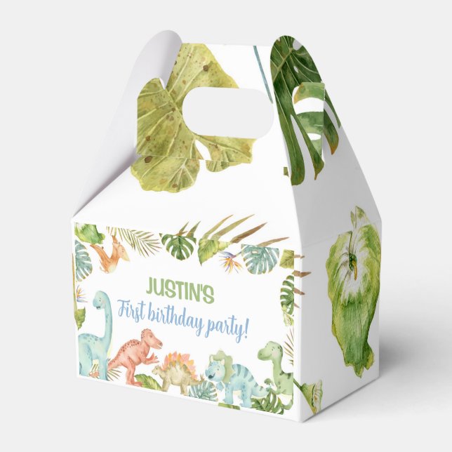 Jungle Dinosaur Party Birthday Favour Box (Front Side)