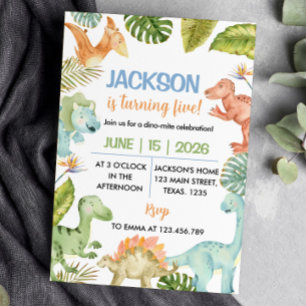 Jungle Dinosaurs Birthday Party Invitation