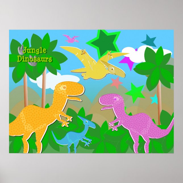 Jungle Dinosaurs Colour Poster (Front)