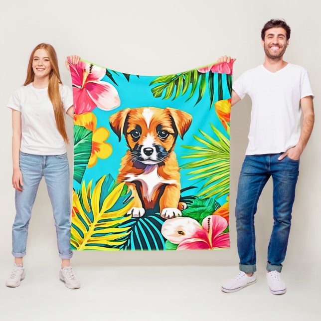 Jungle Dog Art Fleece Blanket (In Situ)