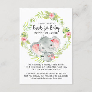 Jungle Elephant Baby Shower Book for Baby Card