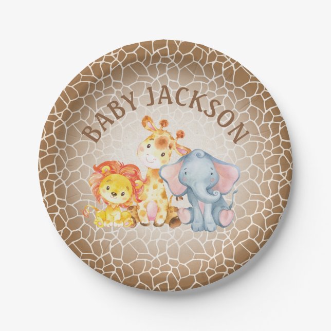 Jungle Elephant Baby Shower Plates (Front)