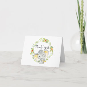 Jungle Elephant Baby Shower Thank You Note