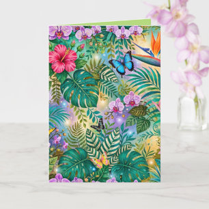 Jungle Fantasy Butterflies Flowers Cheerful Card