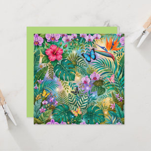 Jungle Fantasy Butterflies Flowers Cheerful Card