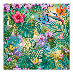 Jungle Fantasy Butterflies Flowers Cheerful Photo Print