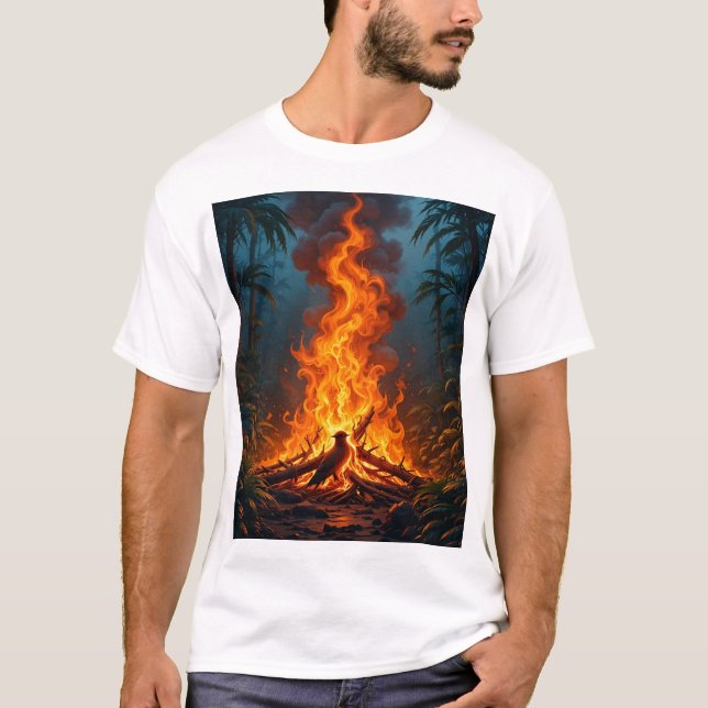🔥 Jungle Fire Graphic T-Shirt – Bold & Fierce Sty (Front)