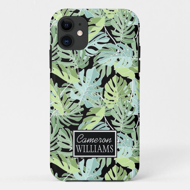 Jungle Floral Pattern | Add Your Name Case-Mate iPhone Case (Back)