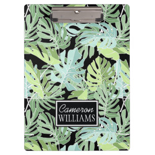 Jungle Floral Pattern Add Your Name Clipboard