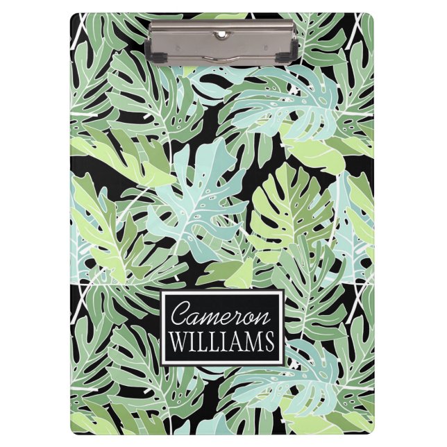 Jungle Floral Pattern | Add Your Name Clipboard (Front)