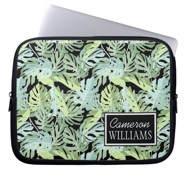 Jungle Floral Pattern | Add Your Name Laptop Sleeve (Front)