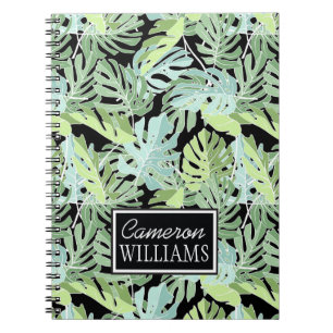 Jungle Floral Pattern   Add Your Name Notebook