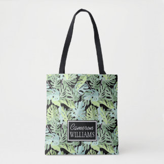 Jungle Floral Pattern | Add Your Name Tote Bag