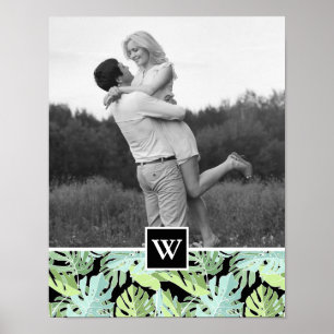 Jungle Floral Pattern   Add Your Photo & Initial Poster